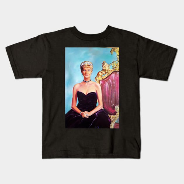 Princess Diana Portrait Painting Kids T-Shirt by artsale